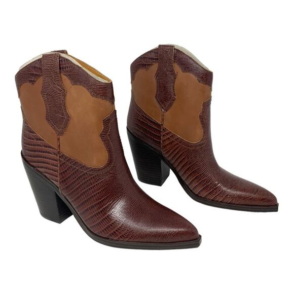 Marc Fisher Gona Brown Western Bootie Size 8 NWT $239 MSRP - Picture 3 of 7
